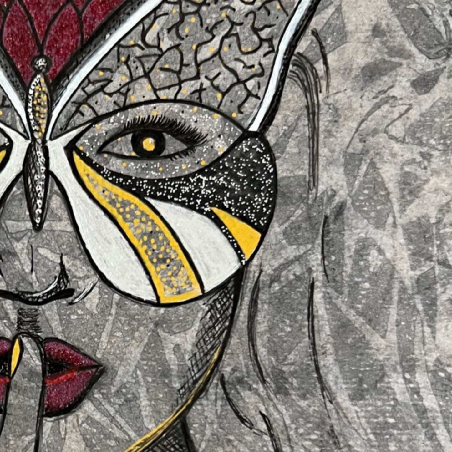 Butterfly Woman – Håndlaget Kunst i Vannmaling med Glassramme (30 x 30 cm)