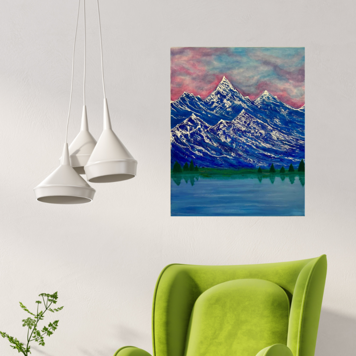 "Akrylmaleri Inspirert av 'Ain't No Mountain High Enough' – 40x50 cm, Halvrealistisk Stil"