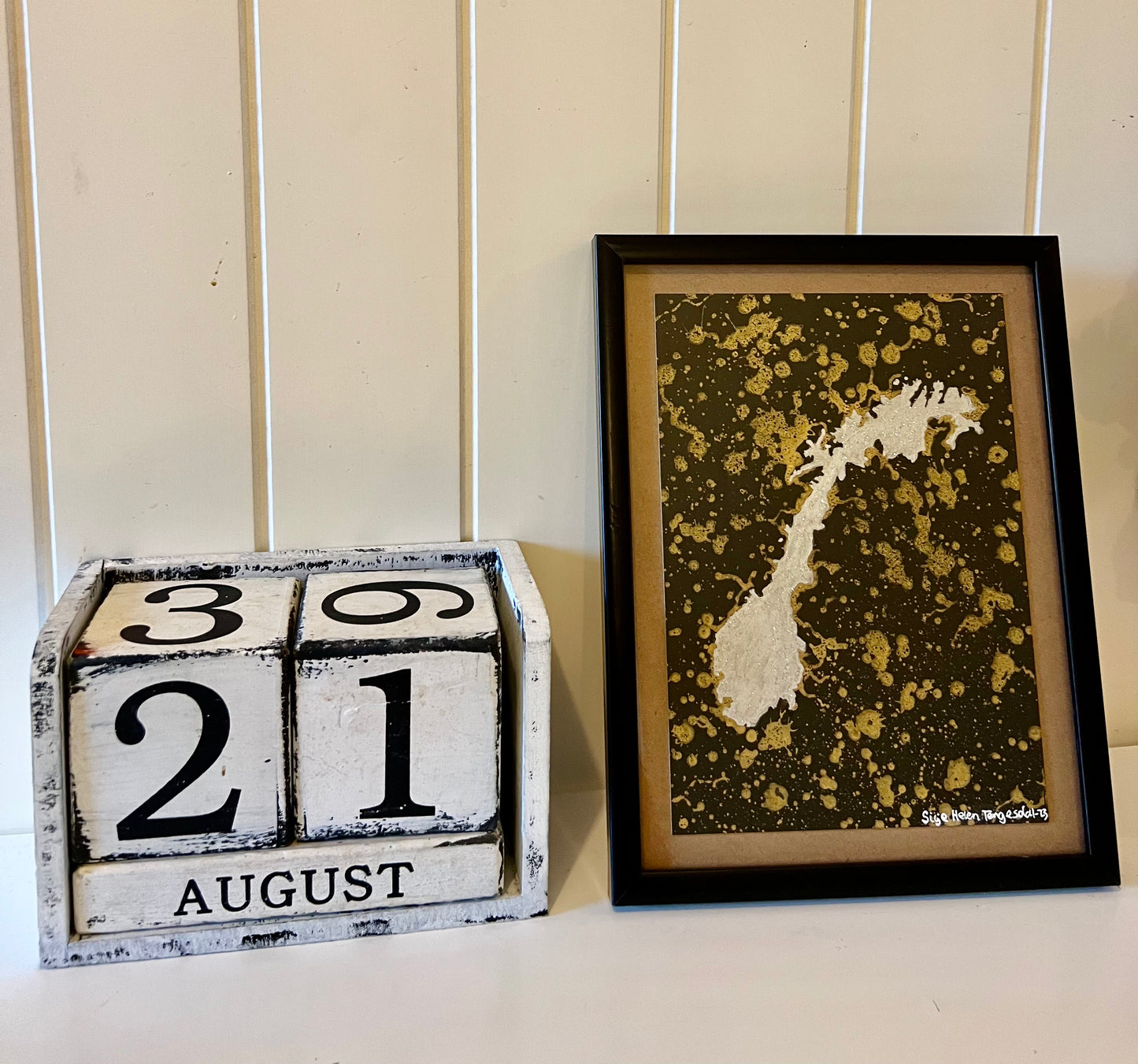 Norway – Unikt Mixed Media Kunstverk i Akrylmaling med Glitter (20 x 26 cm)