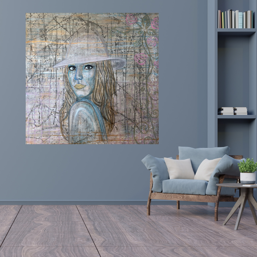 Britney Spears – Stort Akrylmaleri i Mixed Media på Lerret (100 x 100 cm)