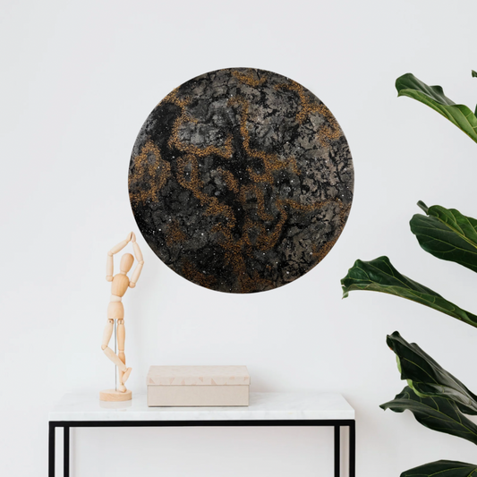 Fantasy Earth 2 – Abstrakt Maleri i Akryl med Stålull og Gelroller (Diameter 50 cm)